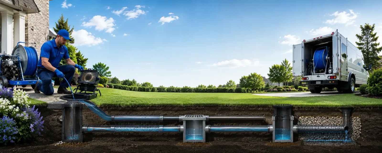 Outdoor drain cleaning information for Blue Grass, IA